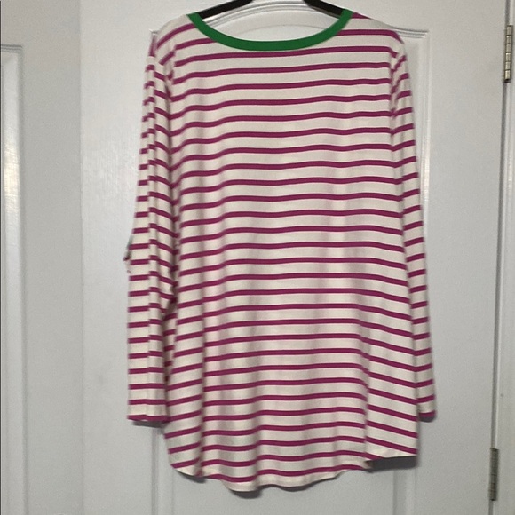 Belle by Kim Gravel Striped Long Sleeve Top in Pink and Green Size 4X - Picture 2 of 2